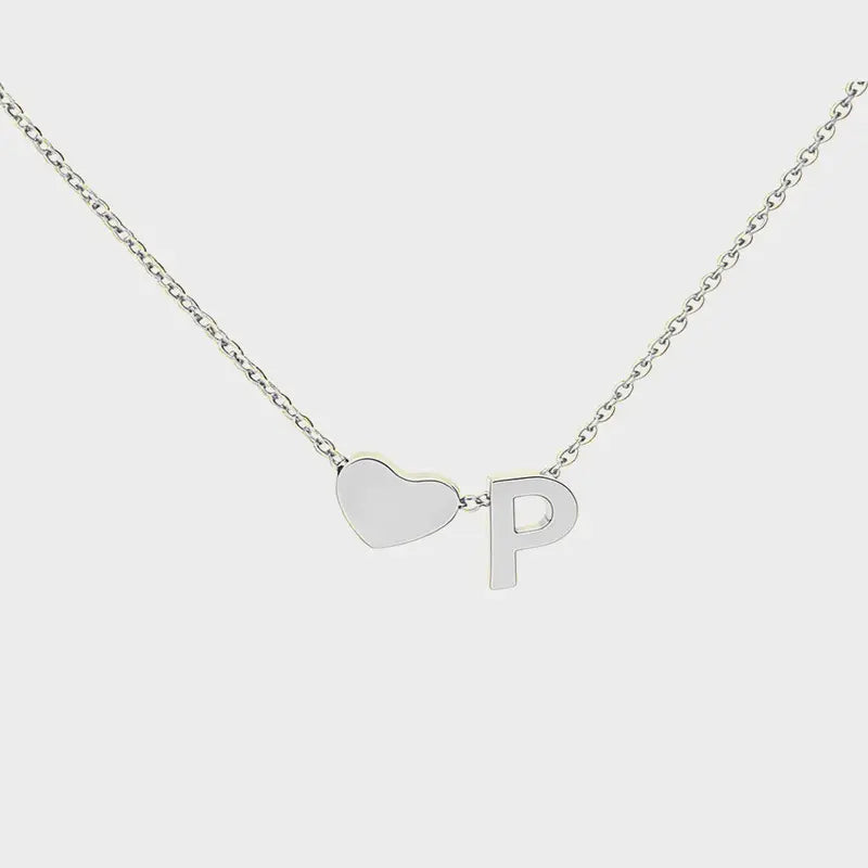 Minimalist Heart Initial Necklace