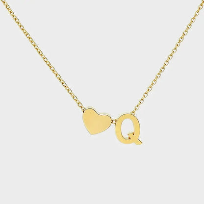 Minimalist Heart Initial Necklace