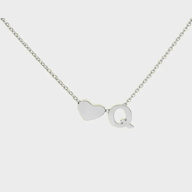 Minimalist Heart Initial Necklace