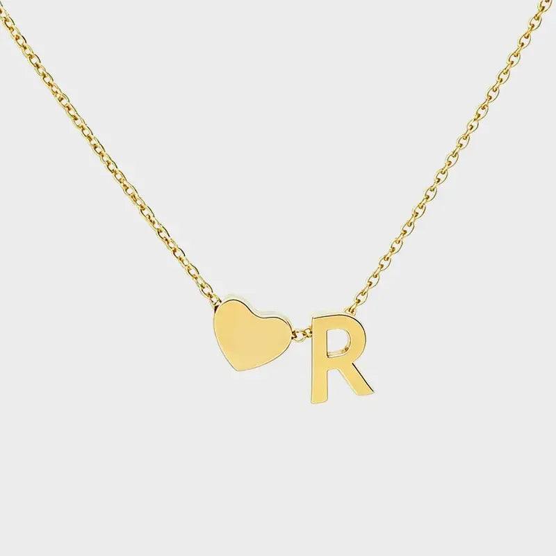 Minimalist Heart Initial Necklace