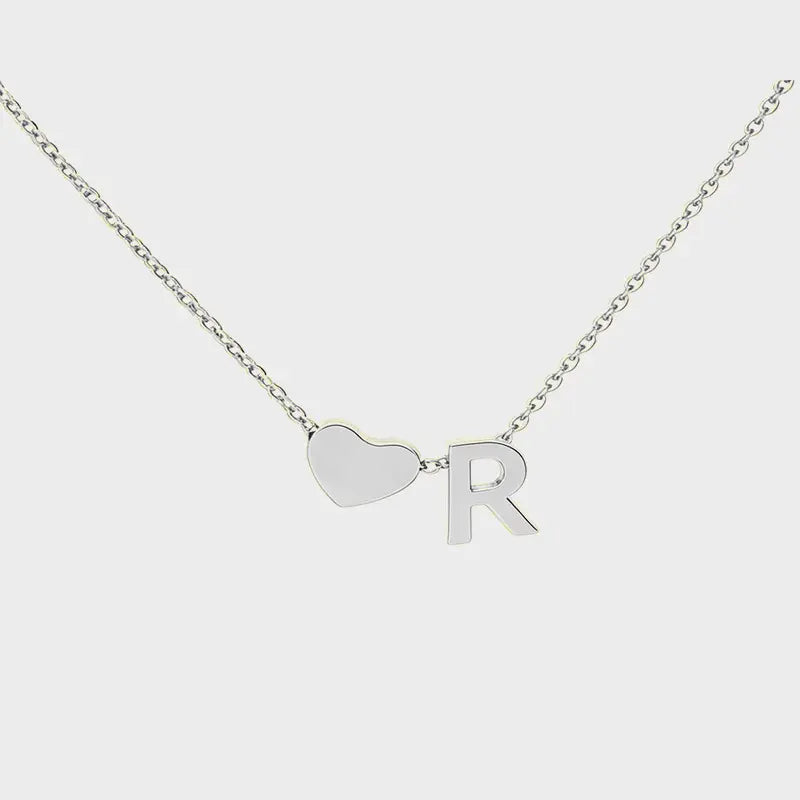 Minimalist Heart Initial Necklace