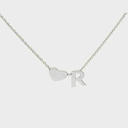 Minimalist Heart Initial Necklace