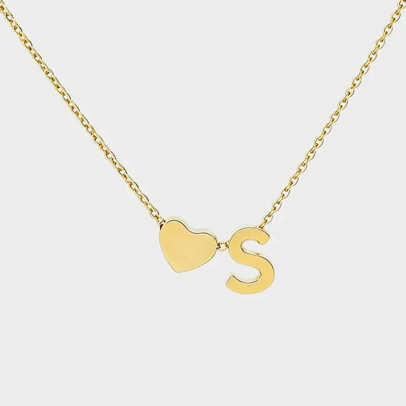 Minimalist Heart Initial Necklace