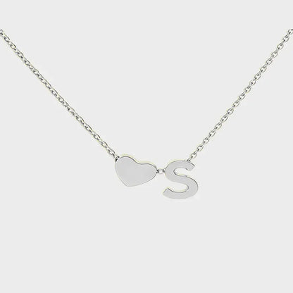 Minimalist Heart Initial Necklace