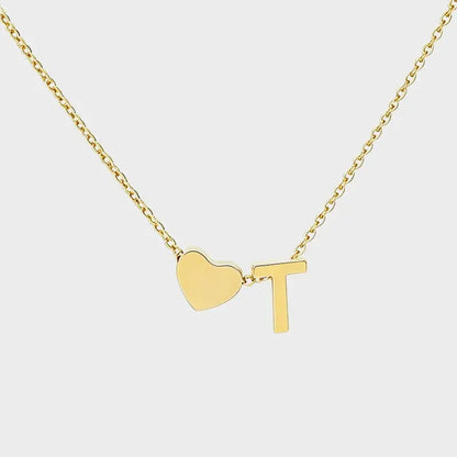 Minimalist Heart Initial Necklace