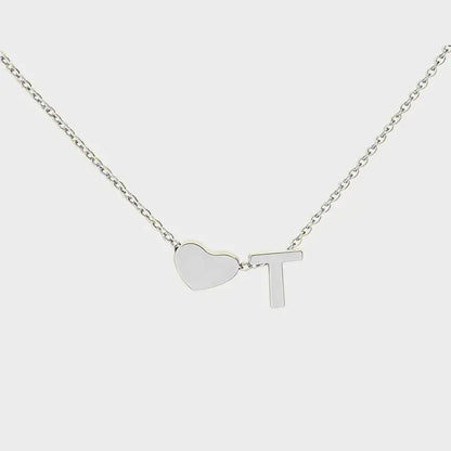 Minimalist Heart Initial Necklace