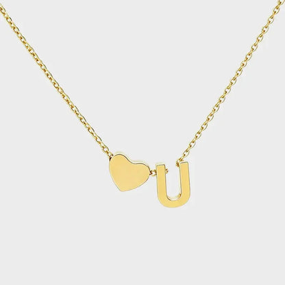 Minimalist Heart Initial Necklace