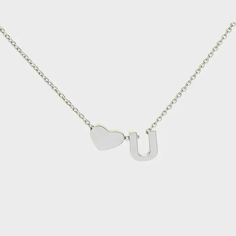 Minimalist Heart Initial Necklace