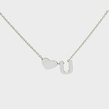 Minimalist Heart Initial Necklace