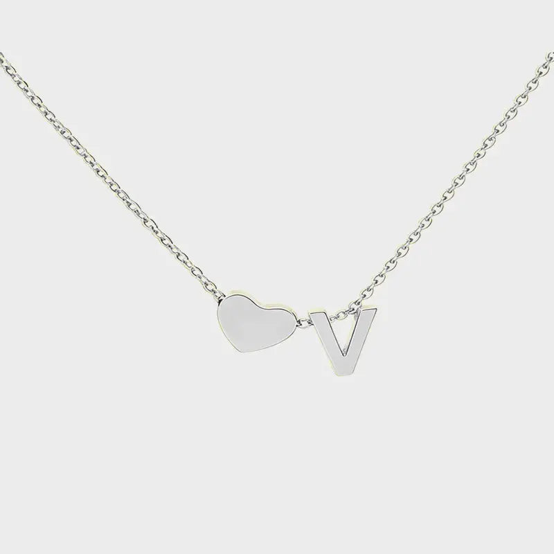 Minimalist Heart Initial Necklace