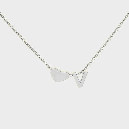 Minimalist Heart Initial Necklace