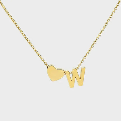 Minimalist Heart Initial Necklace