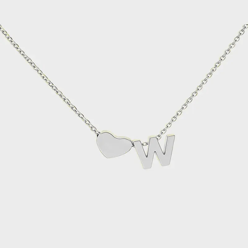 Minimalist Heart Initial Necklace