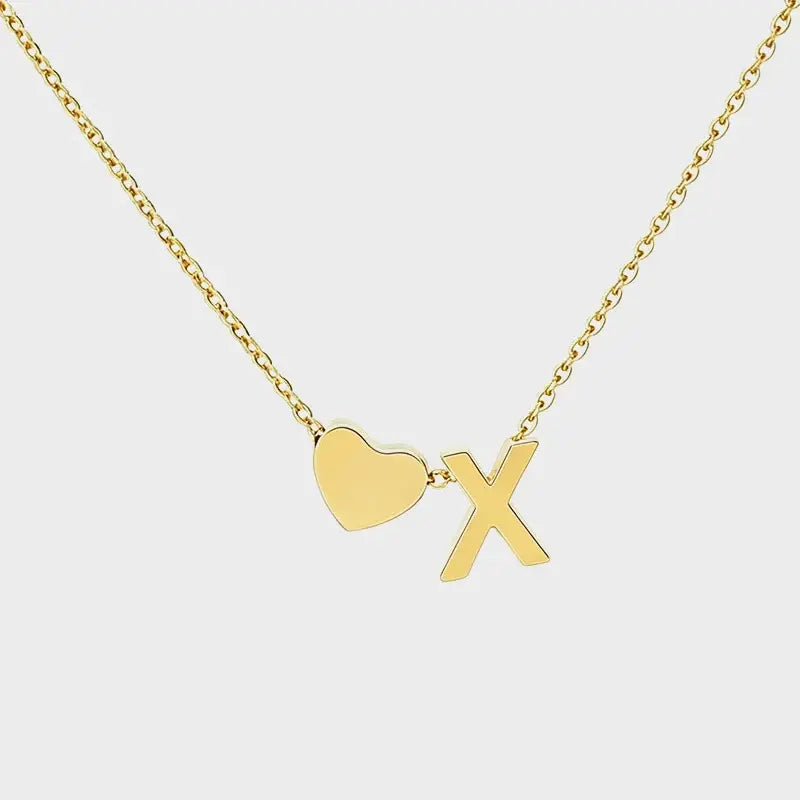 Minimalist Heart Initial Necklace