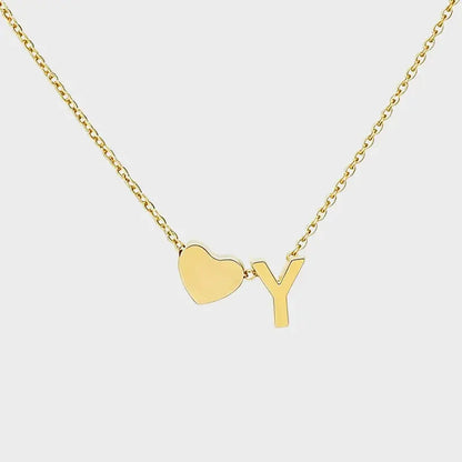 Minimalist Heart Initial Necklace