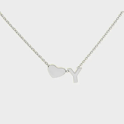 Minimalist Heart Initial Necklace