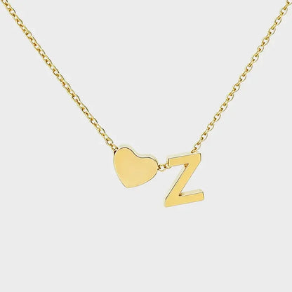 Minimalist Heart Initial Necklace