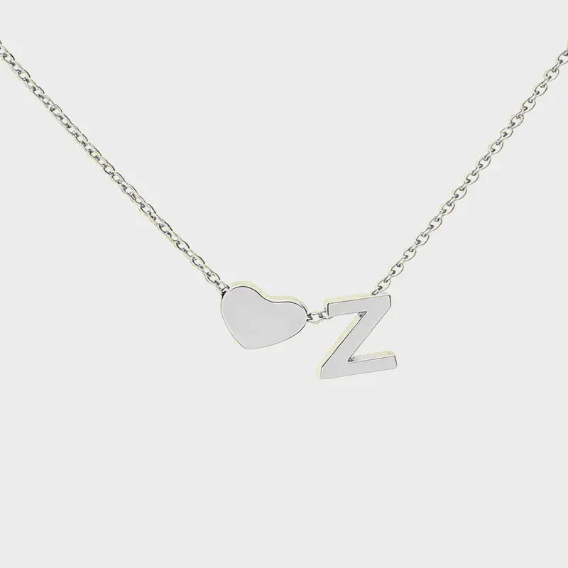 Minimalist Heart Initial Necklace