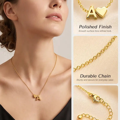 Minimalist Heart Initial Necklace