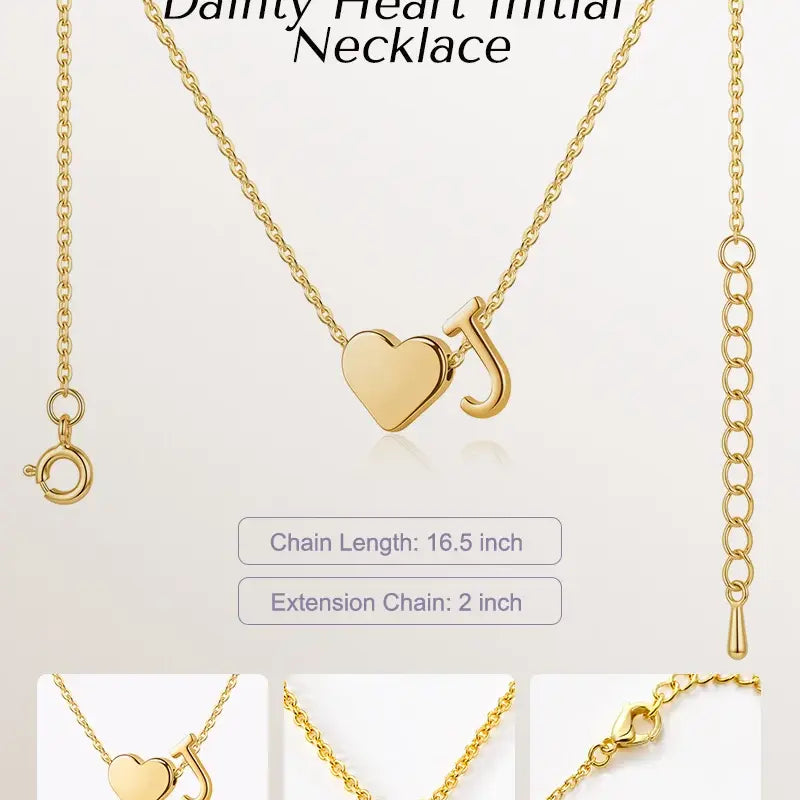Minimalist Heart Initial Necklace