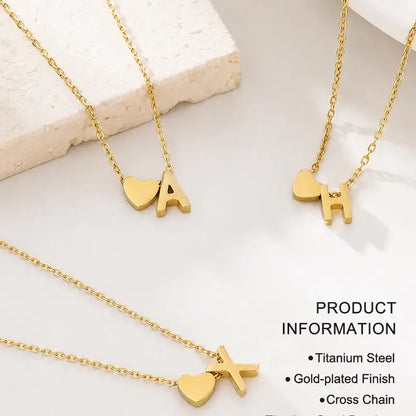 Minimalist Heart Initial Necklace