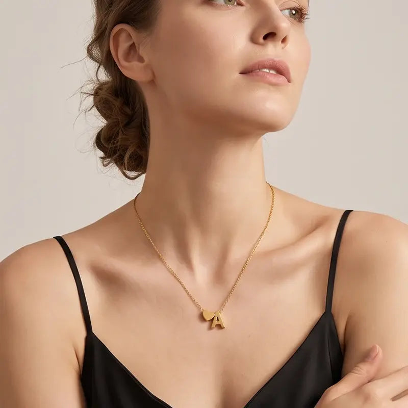Minimalist Heart Initial Necklace