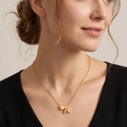 Minimalist Heart Initial Necklace