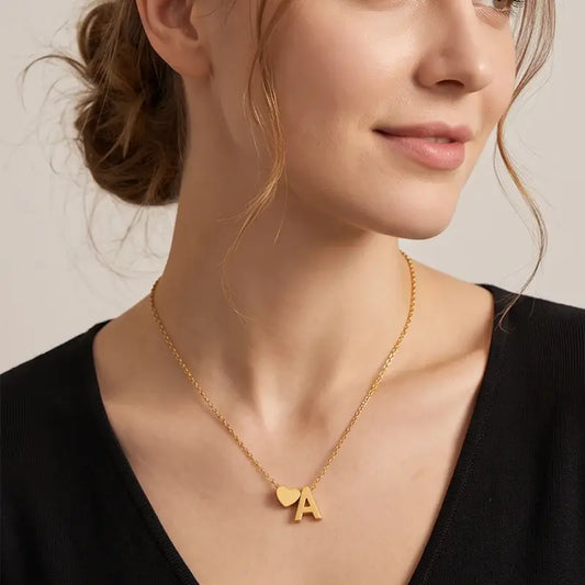 Minimalist Heart Initial Necklace