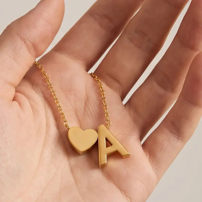 Minimalist Heart Initial Necklace