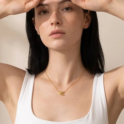 Minimalist Heart Initial Necklace