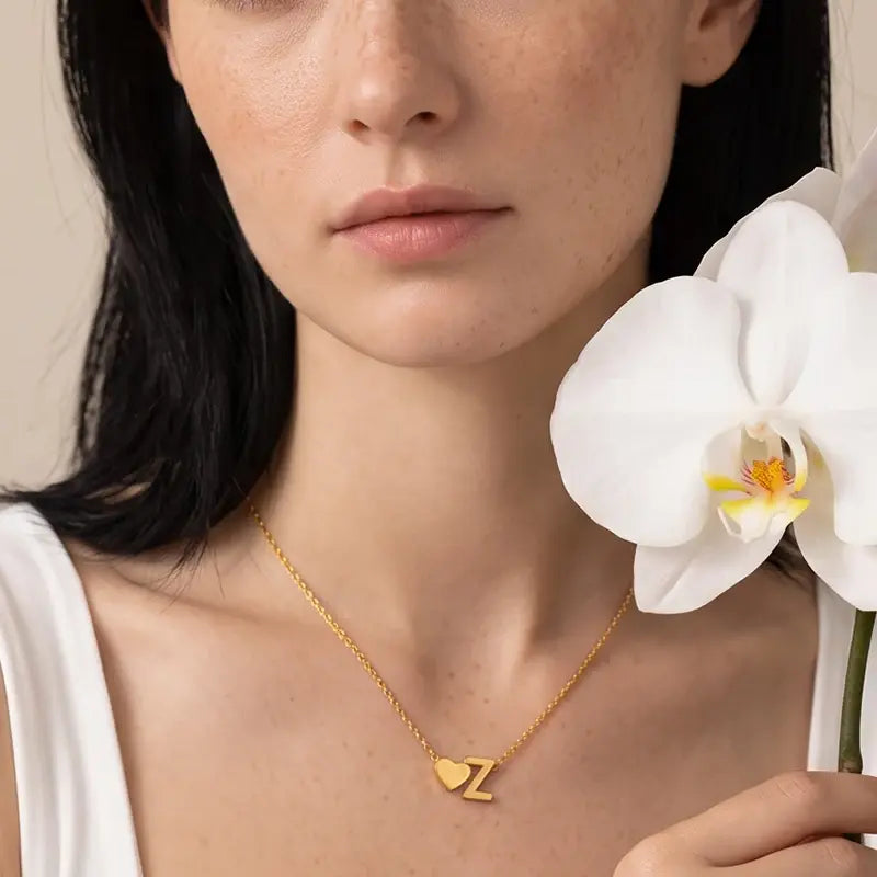 Minimalist Heart Initial Necklace