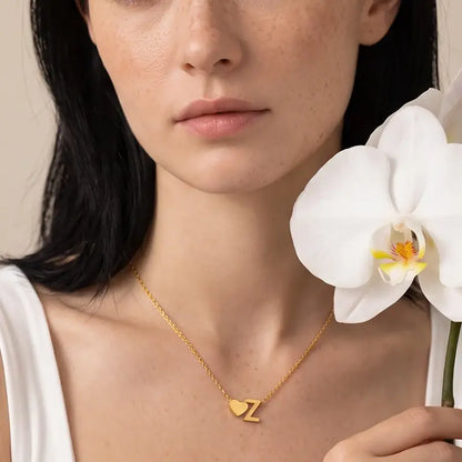 Minimalist Heart Initial Necklace