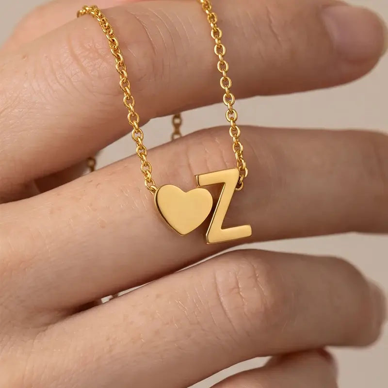 Minimalist Heart Initial Necklace