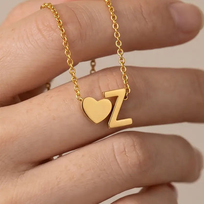 Minimalist Heart Initial Necklace