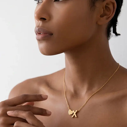 Minimalist Heart Initial Necklace