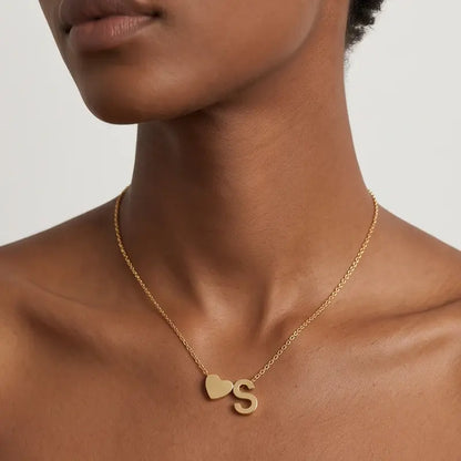 Minimalist Heart Initial Necklace
