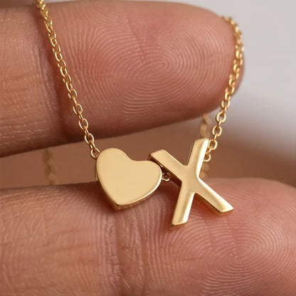 Minimalist Heart Initial Necklace