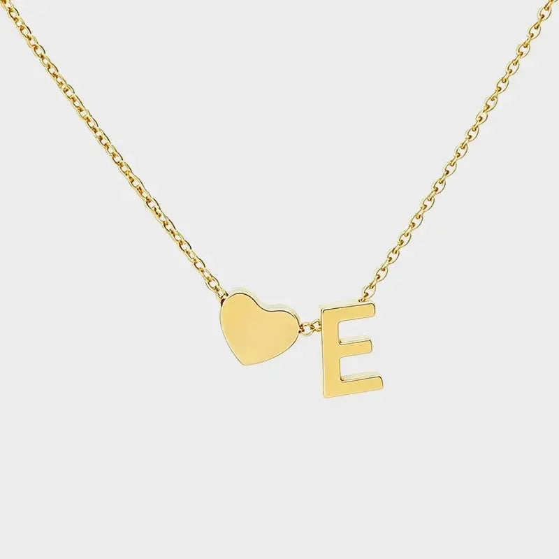 Minimalist Heart Initial Necklace
