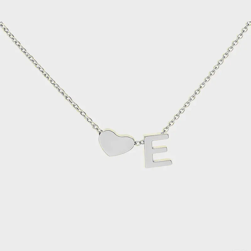 Minimalist Heart Initial Necklace