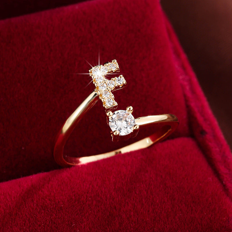Adjustable Initial Ring – Zircon 26-Letter Band