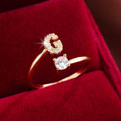 Adjustable Initial Ring – Zircon 26-Letter Band