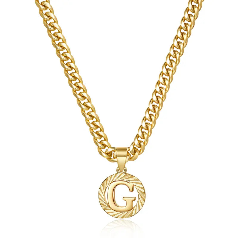 14K Gold Plated Unisex Alphabet Pendant Initial Necklace