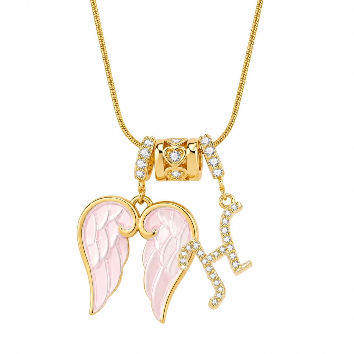 Angel Wing Initial Necklace