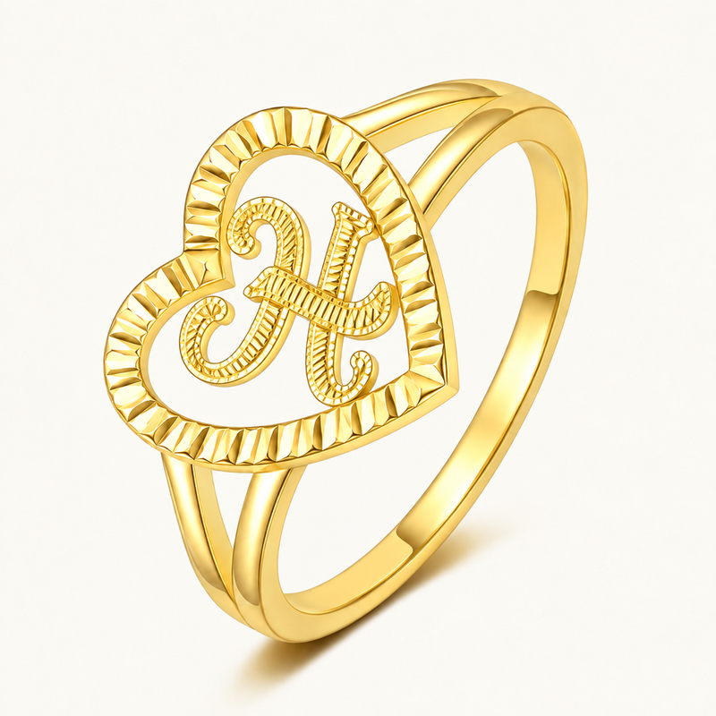 Personalized Heart Initial Ring