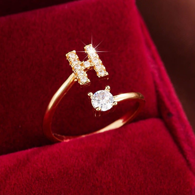 Adjustable Initial Ring – Zircon 26-Letter Band