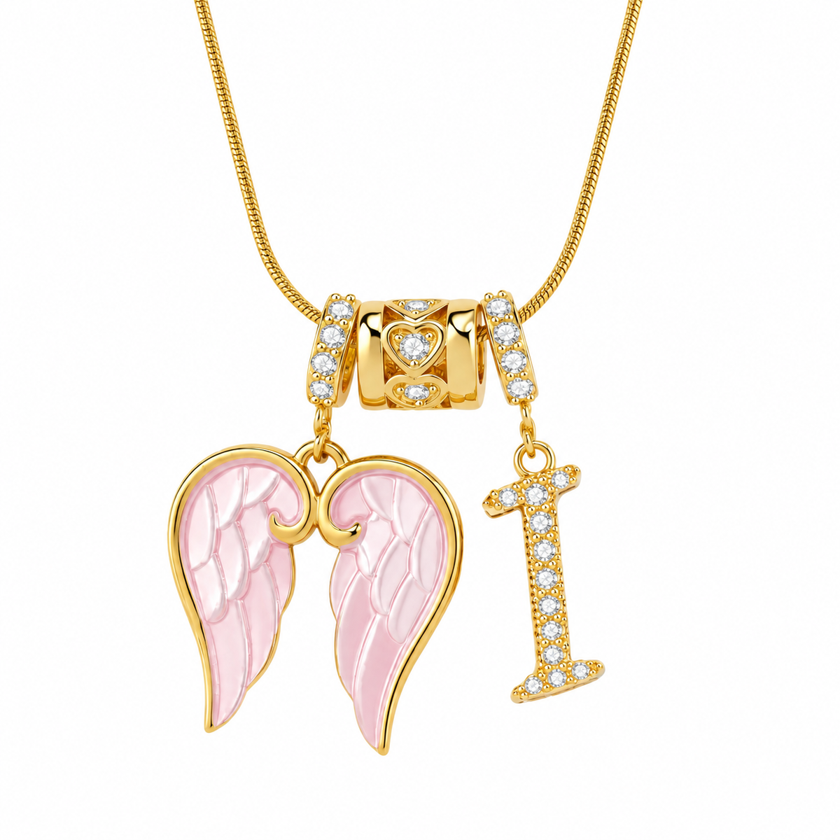 Angel Wing Initial Necklace