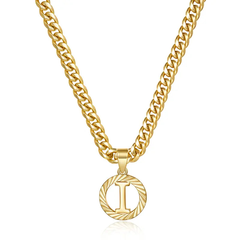 14K Gold Plated Unisex Alphabet Pendant Initial Necklace