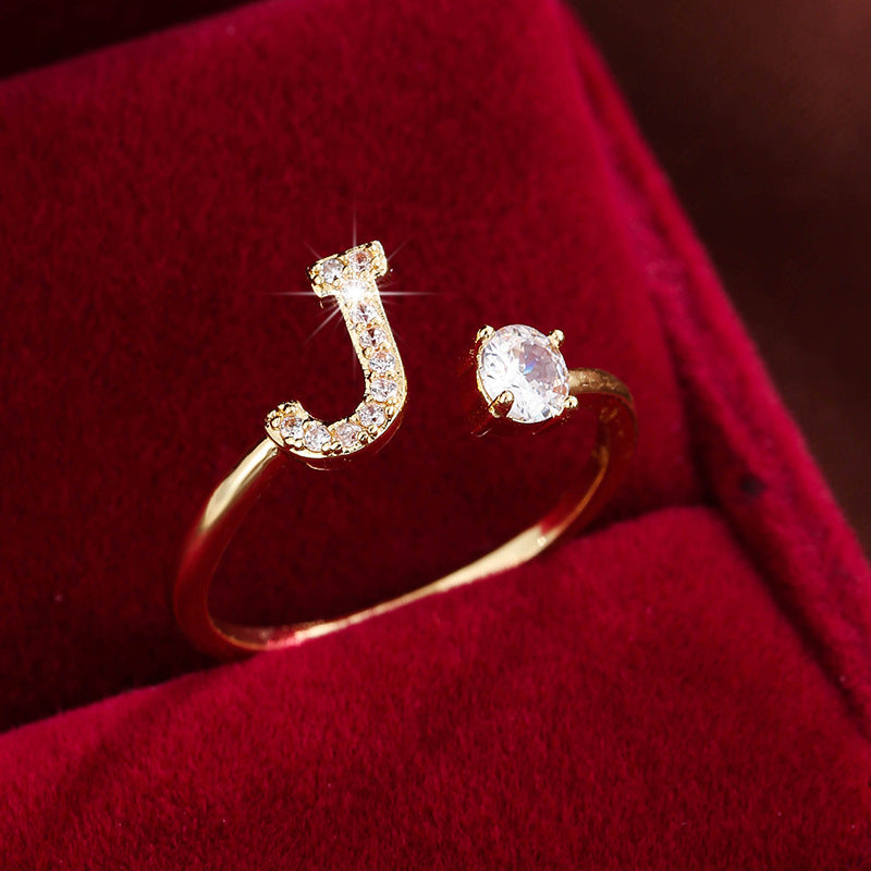 Adjustable Initial Ring – Zircon 26-Letter Band