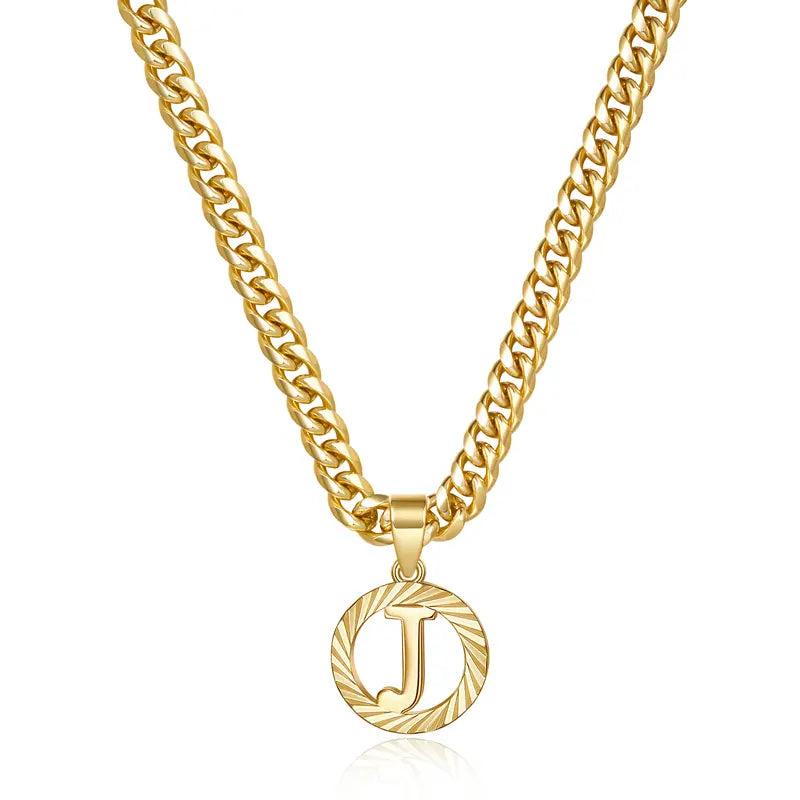 14K Gold Plated Unisex Alphabet Pendant Initial Necklace