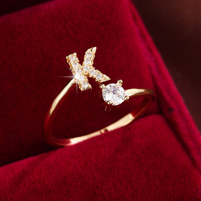Adjustable Initial Ring – Zircon 26-Letter Band